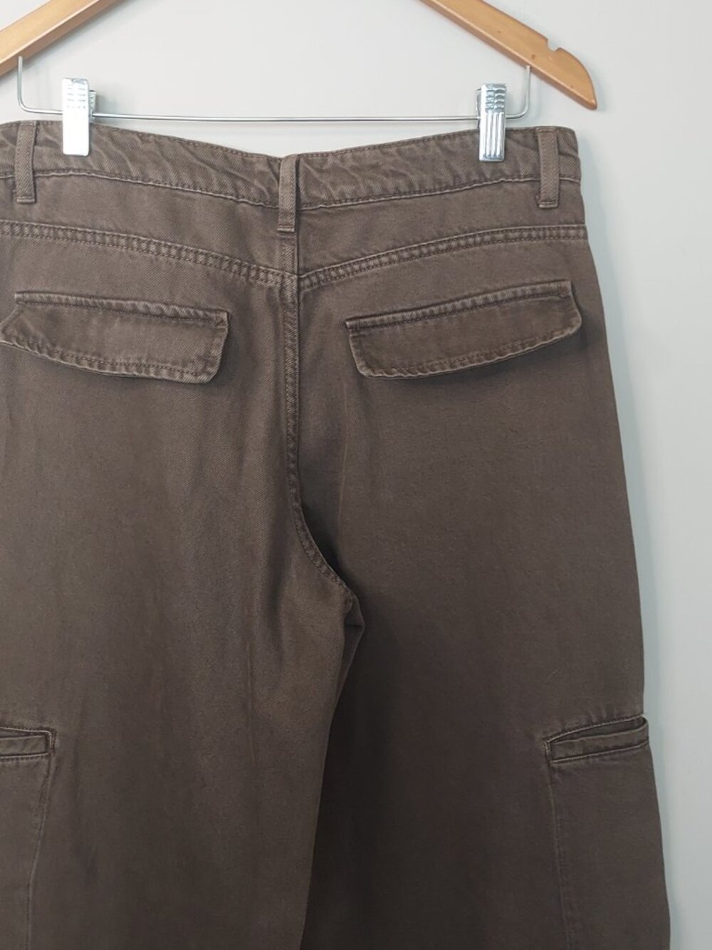 Zara Mid-Rise Brown Cargo Denim Pants Size 8 - Picture 10 of 13